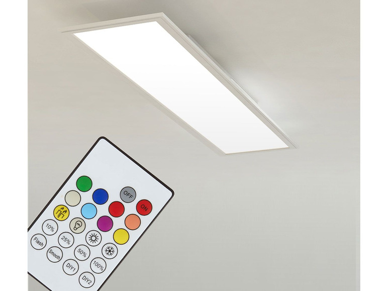 Gehe zu Vollbildansicht: Briloner RGB LED Decken-Panel, inkl. Fernbedienung und App Steuerung, dimmbar, Farbtemperatursteuerung - Bild 1