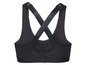 Schwarzer Sport-BH mit gekreuzten Trägern.