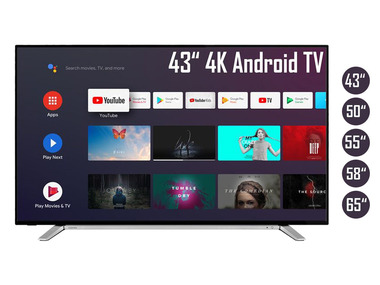 TOSHIBA Android TV Fernseher (Smart TV, 4K UHD mit Dolby Vision HDR / HDR 10, Bluetooth, Triple-Tuner)