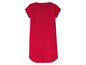 Ein rotes T-Shirt-Kleid mit kurzen Ärmeln.
