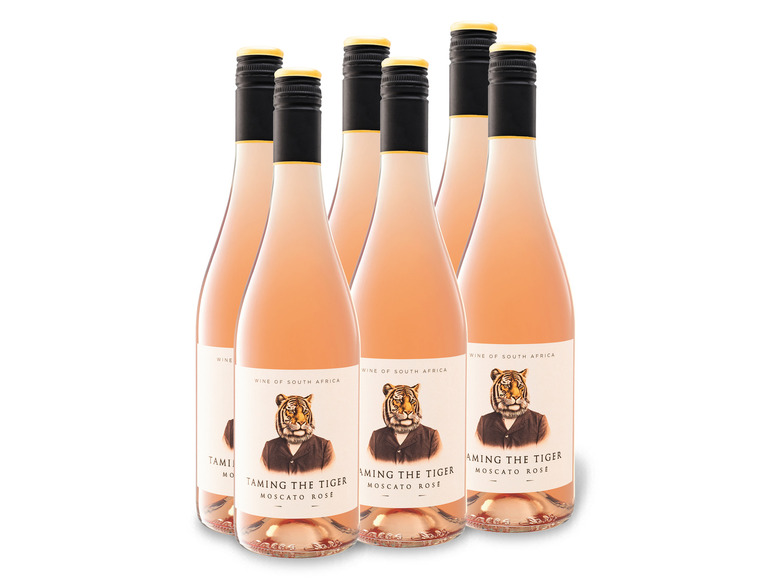 Gehe zu Vollbildansicht: 6 x 0,75-l-Flasche Weinpaket Taming the Tiger Moscato Rosé Western Cape halbtrocken, Roséwein - Bild 1