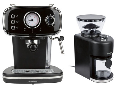 SILVERCREST® Espressomaschine SEMS 1100 B2 + Kaffeemühle Kegelmahlwerk SKKM 200 A1