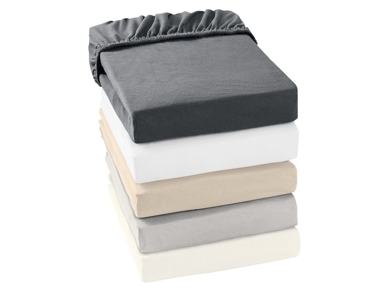 Gehe zu Vollbildansicht: MERADISO® Jersey Spannbettlaken, aus Baumwolle, bügelfrei, einlaufsicher, 90-100 x 200 cm - Bild 1