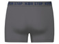 Graue Boxershorts mit 'N3VR STOP' Aufdruck.