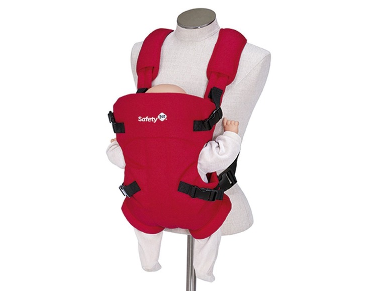 Ein roter Babytrage von Safety 1st.