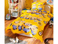Minions Bettwäsche mit gelbem Hintergrund und Minion Motiven.