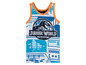 Ein weißes Tanktop mit Jurassic World-Druck.