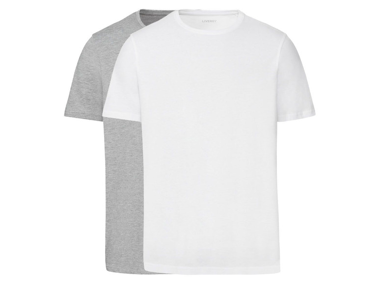 Gehe zu Vollbildansicht: LIVERGY® T-Shirt Herren, 2 Stück, mit Rundhalsauschnitt - Bild 2