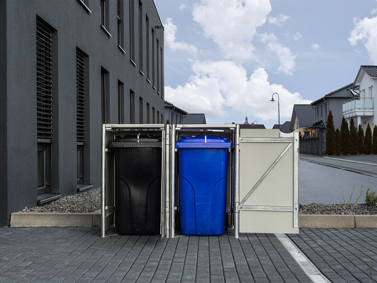 Gehe zu Vollbildansicht: HIDE Dänemark Mülltonnenbox, für Mülltonnen bis 240 Liter, mit Tür und Klappdeckel - Bild 1