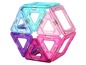 Magnetische Bausteine in Form von Dreiecken und Quadraten in Rosa, Lila und Blau.