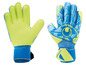 Ein Paar blaue und gelbe Uhlsport Torwarthandschuhe.