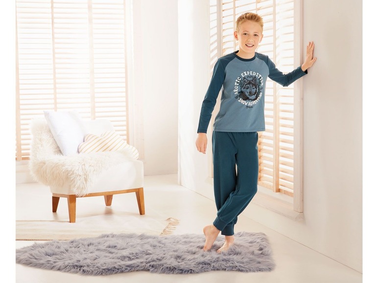 Gehe zu Vollbildansicht: PEPPERTS® Jungen Pyjama, Shirt aus Baumwolle, Hose in Fleece-Qualität - Bild 4