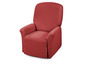 Ein roter Relaxsessel mit hoher Rückenlehne.