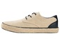 Beige Canvas-Sneaker mit Jute-Sohle.