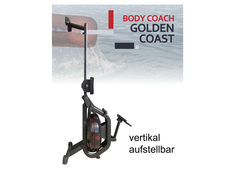 Gehe zu Vollbildansicht: body coach Wasser-Rudergerät Gold Coast Rower Ruderzugmaschine Wasser-Bremssystem inkl. Brustgurt - Bild 8