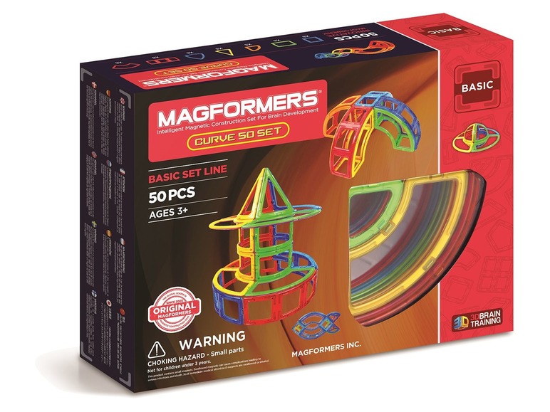 Magformers Curve 50 Set mit 50 magnetischen Bausteinen für Kinder ab 3 Jahren.