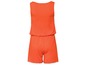 Orangener Jumpsuit mit Gummizug an der Taille.