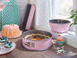 Rosa Backformen für Kuchen, Gugelhupf und Muffins.