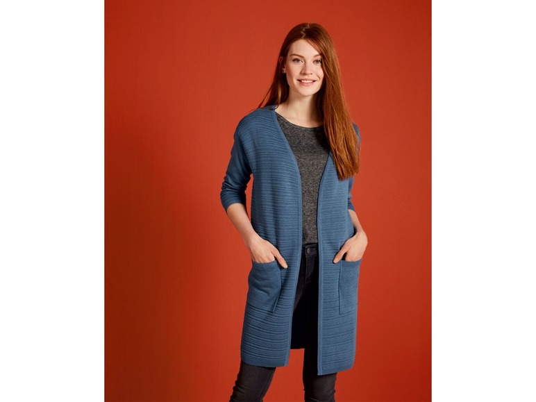 Gehe zu Vollbildansicht: ESMARA® Long Cardigan Damen, mit Strukturstrick und aufgesetzten Taschen, mit Baumwolle - Bild 4