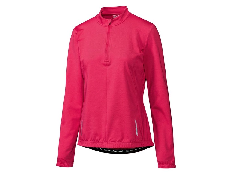 Rosa Damen-Radjacke mit langen Ärmeln.