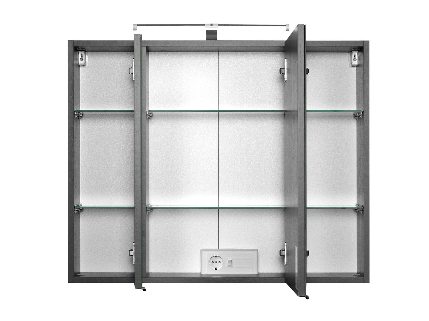 HELD Bologna 3D Spiegelschrank 60/70/80/90/100cm (LED Aufbauleuchte, Graphitgrau, 80 cm) – Bild 2 von 4