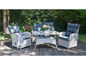 Gartenmöbel-Set mit vier Rattanstühlen und Glastisch
