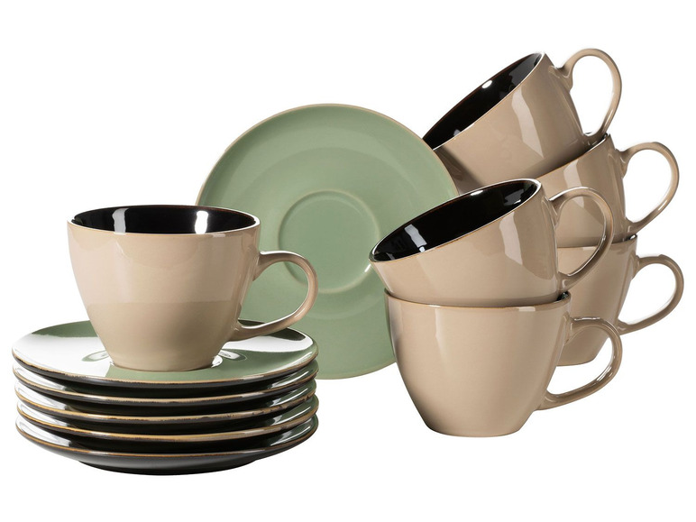 Gehe zu Vollbildansicht: MÄSER Serie Scuro, Cappuccino-Tassen-Set aus Keramik, Milchkaffeetassen mit Untertassen für 6 Personen, 450 ml, Steinzeug - Bild 1