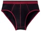 Schwarze Unterhose mit rotem Bund.