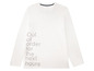 Weißes Langarmshirt mit dem Aufdruck 'Out of order for the next hours'.