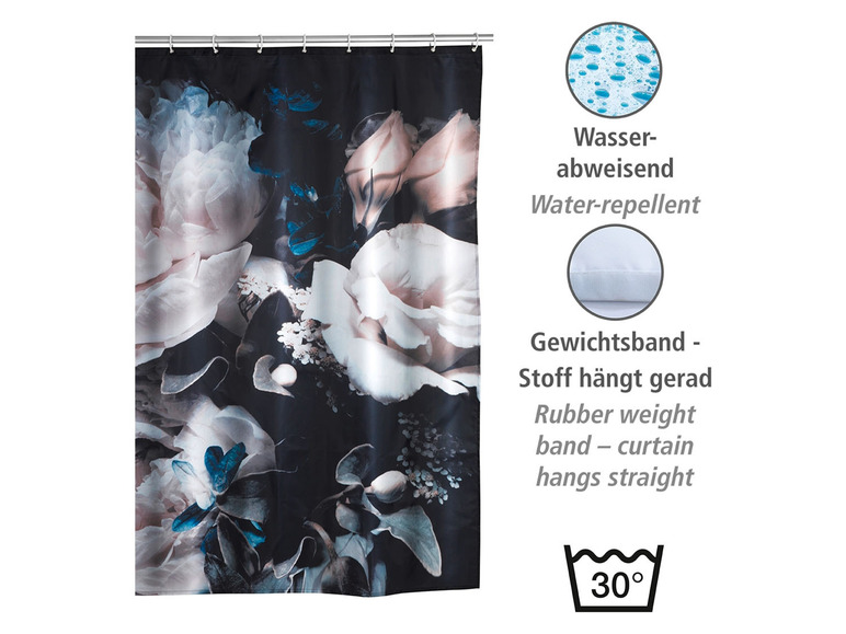 Gehe zu Vollbildansicht: Wenko Duschvorhang, 180 x 200 cm, mit Anti-Schimmel-Effekt, wasserabweisend, waschbar - Bild 34