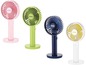 Vier tragbare UNOLD-Ventilatoren in verschiedenen Farben.