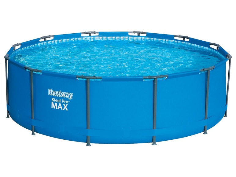 Ein Bestway Steel Pro MAX Schwimmbecken mit Wasser.