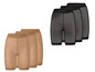 Drei Paar schwarze und beige Strumpfhosen-Shorts.