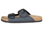 Blaue Sandalen mit Schnallen und Korksohle.