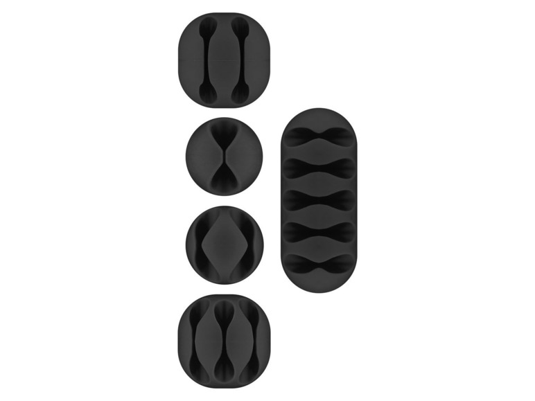 Gehe zu Vollbildansicht: Goobay Kabel Management Halter 5er-Set, schwarz - Bild 1