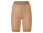 Ein Paar beige, transparente Shorts für Frauen.