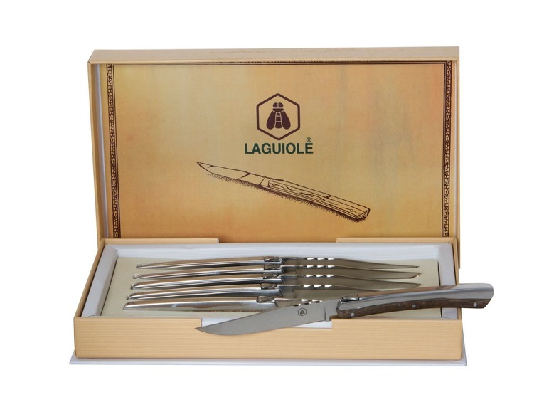 Gehe zu Vollbildansicht: Laguiole Steakmesser-Set »Vailhourles«, aus Edelstahl, inklusive Geschenkbox, 6 Stück - Bild 1