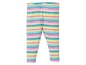Gelb, rosa und türkis gestreifte Leggings für Kinder.