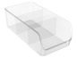 Transparente Aufbewahrungsbox mit drei Fächern für den Kühlschrank.