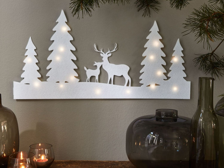 Gehe zu Vollbildansicht: MELINERA® Weihnachtsbilder, mit Lichterkette, aus Filz - Bild 6