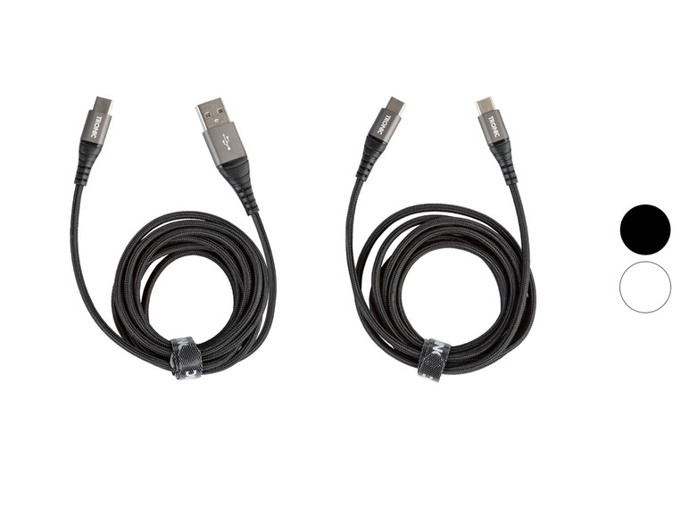 Gehe zu Vollbildansicht: TRONIC® Lade- und Datenkabel Textil, Metallstecker USB-C und USB-A 1m - Bild 1