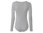 Ein graues Langarm-Body für Frauen.