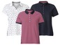 Drei Esmara Poloshirts: eines mit Herzen, eines mit Streifen und eines einfarbig dunkelblau.