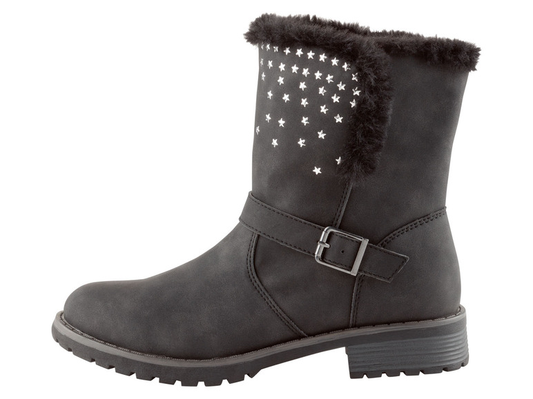 Schwarze Stiefeletten mit Sternen und Schnalle