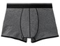Graue Boxershorts mit schwarzem Bund.