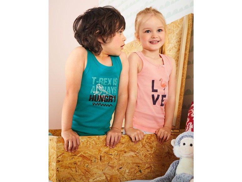 Gehe zu Vollbildansicht: LUPILU® Unterhemd Jungen, in Feinripp-Qualität, aus Baumwolle, mit Viskose, 3 Stück - Bild 3