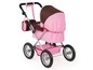 Ein rosa Puppenwagen mit braunem Verdeck