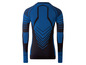 Blaues und schwarzes Sportunterwäsche mit langen Ärmeln.