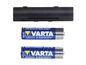 Zwei VARTA AA Batterien mit einem schwarzen Batteriefach.