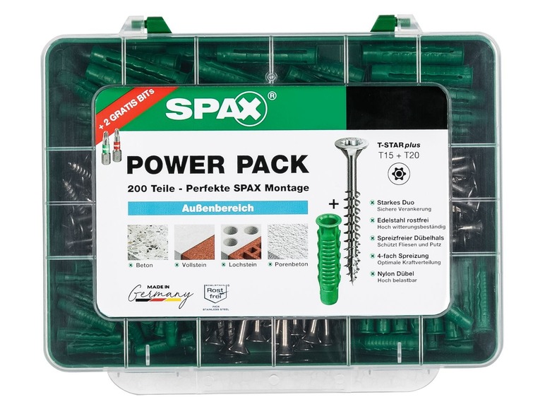 Gehe zu Vollbildansicht: Spax Schrauben- und Dübel Set »Power Pack«, 300-teilig/ 200-teilig, für Innen/ Außen - Bild 4